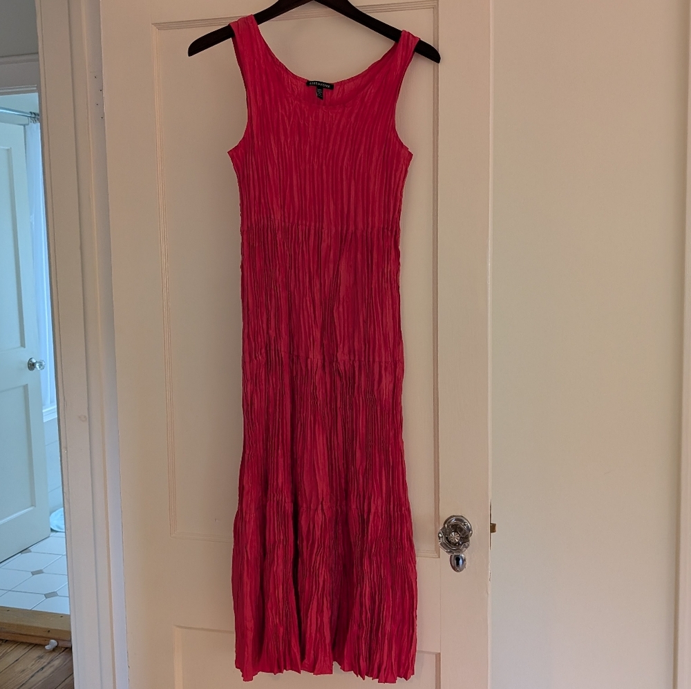 Eileen Fisher Pink Ruffled Tiered Maxi Dress